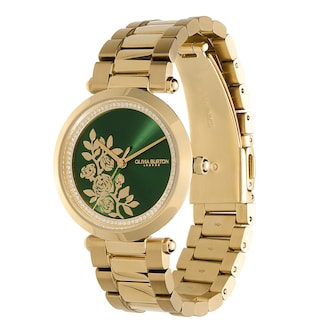 Olivia Burton Signature Floral T-Bar 34mm Ladies Watch Green Olivia Burton Signature Floral T-Bar 34mm Ladies Watch Green