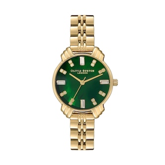 Olivia Burton Classic 30mm Ladies Watch Emerald And Gold