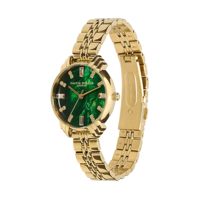 Olivia Burton Classic 30mm Ladies Watch Emerald And Gold