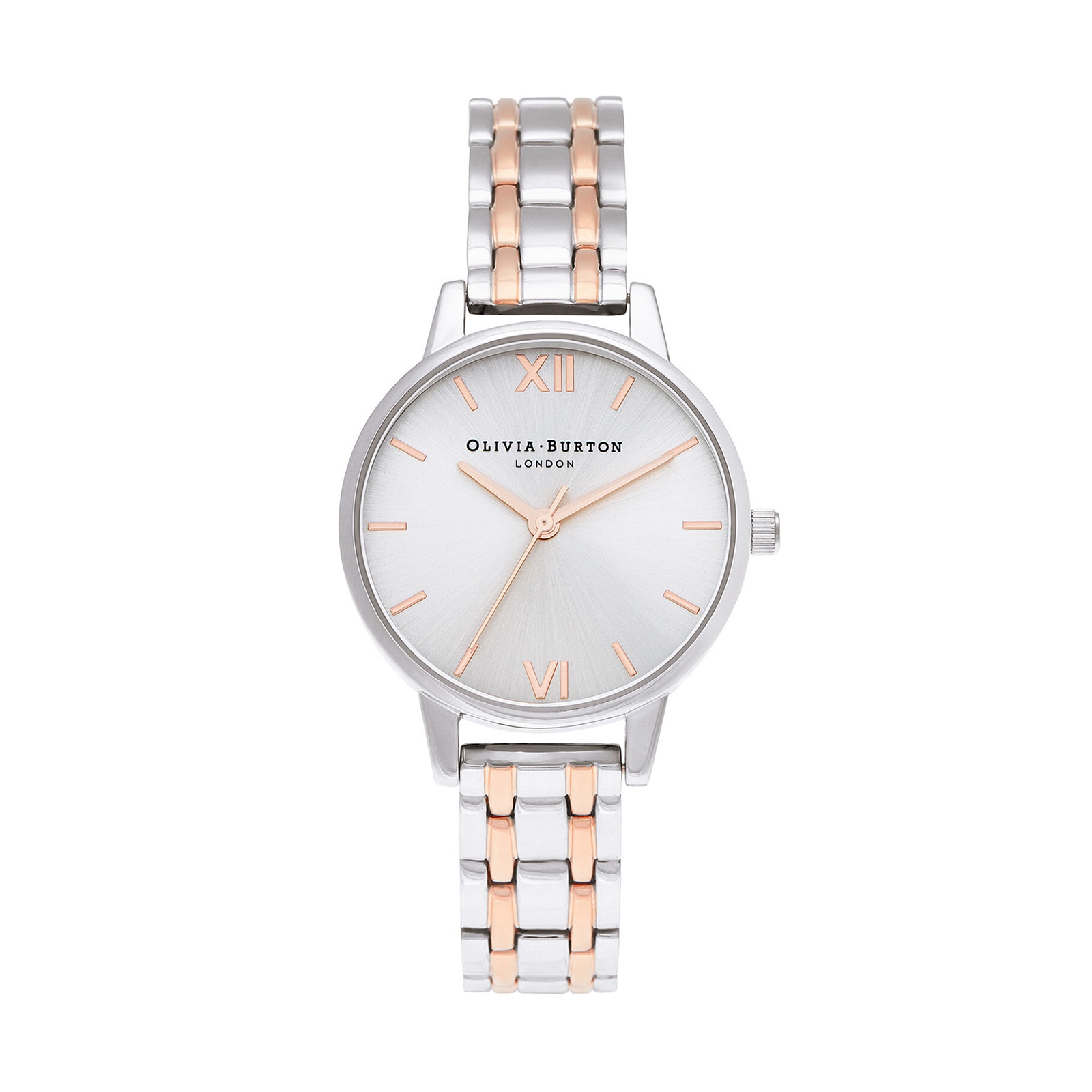 Olivia Burton The England 30mm Ladies Watch Silver And Carnation Gold Olivia Burton The England 30mm Ladies Watch Silver And Carnation Gold