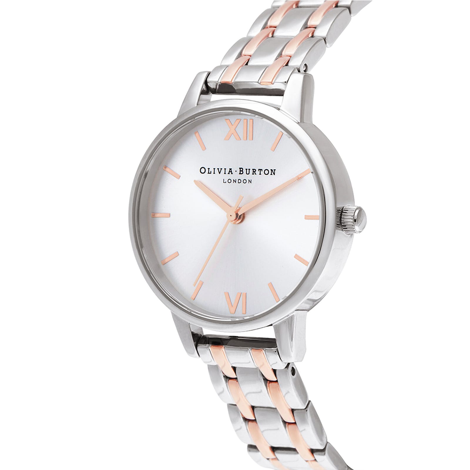 Olivia Burton The England 30mm Ladies Watch Silver And Carnation Gold