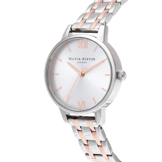 Olivia Burton The England 30mm Ladies Watch Silver And Carnation Gold