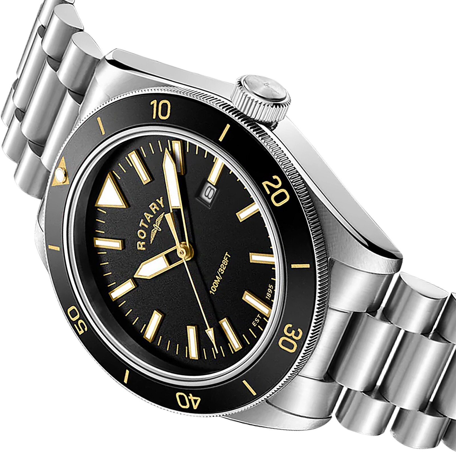 Rotary Apex100 41mm Mens Watch Black