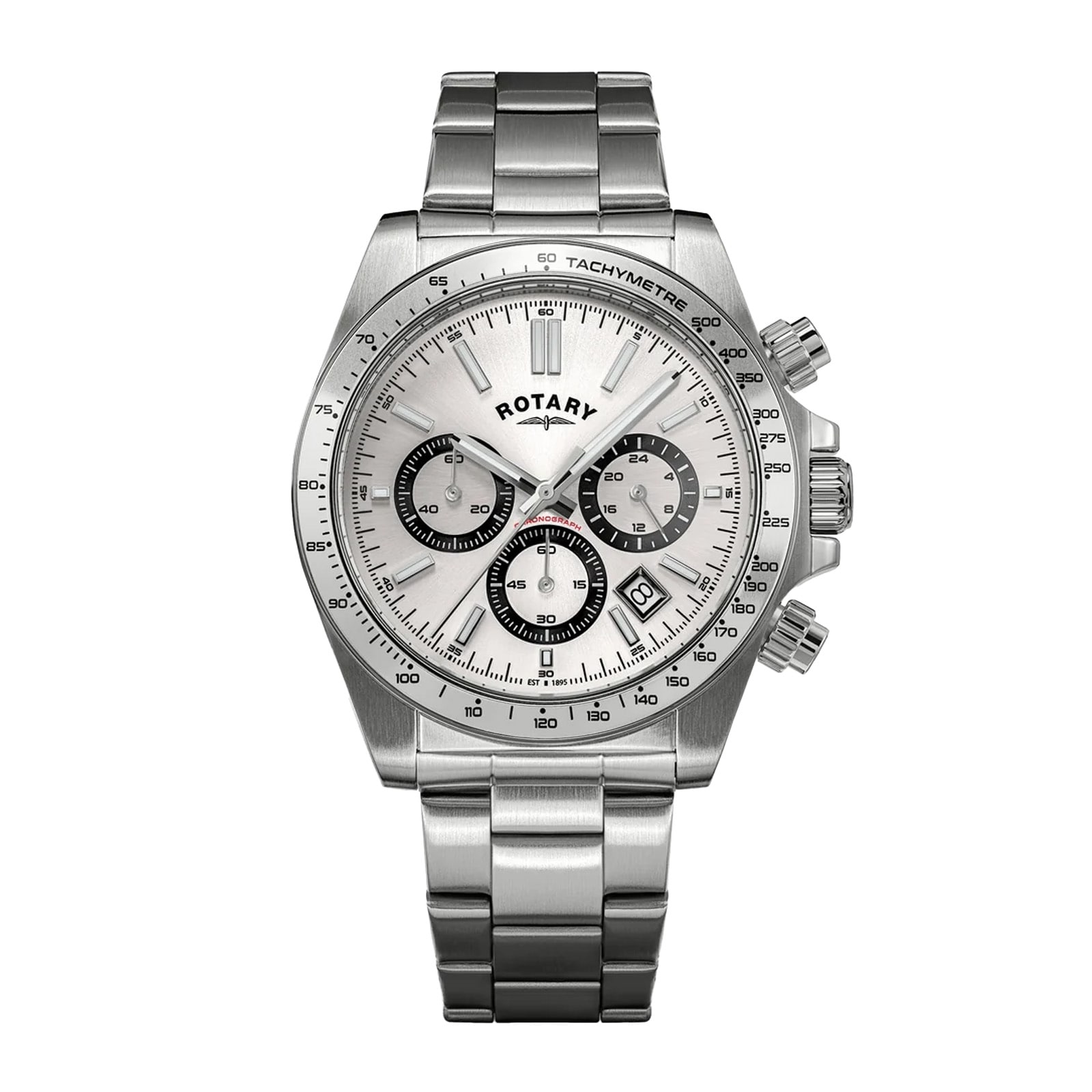 Sport Chronograph Steel White 41mm Mens Watch