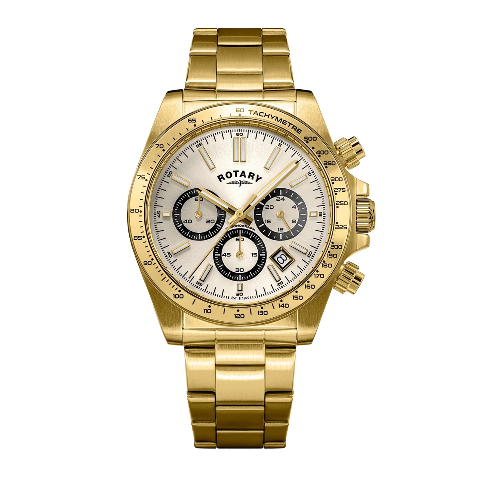 Sport Chronograph Gold PVD White 41mm Mens Watch
