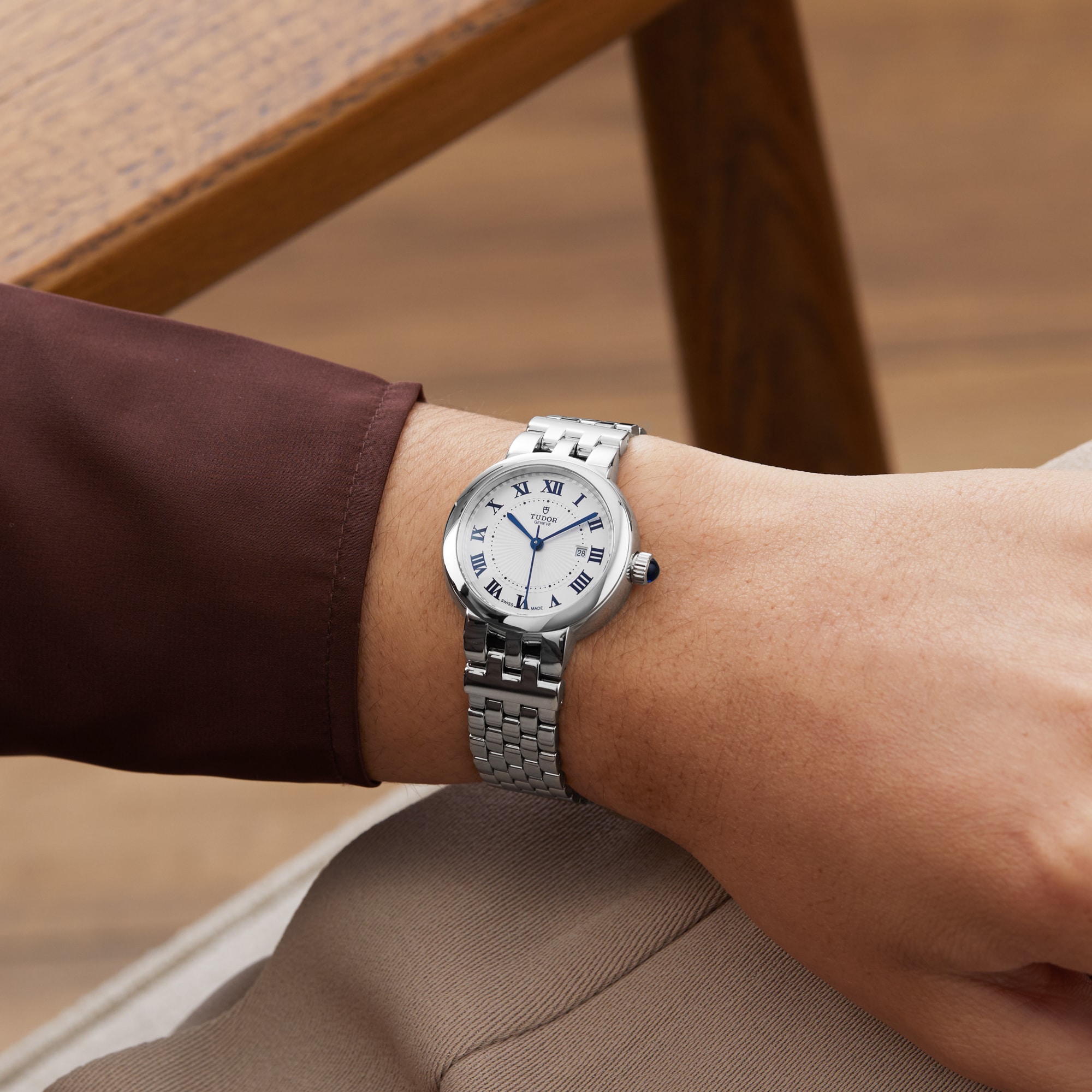 Tudor Clair de Rose 30mm, Steel Case, White Dial