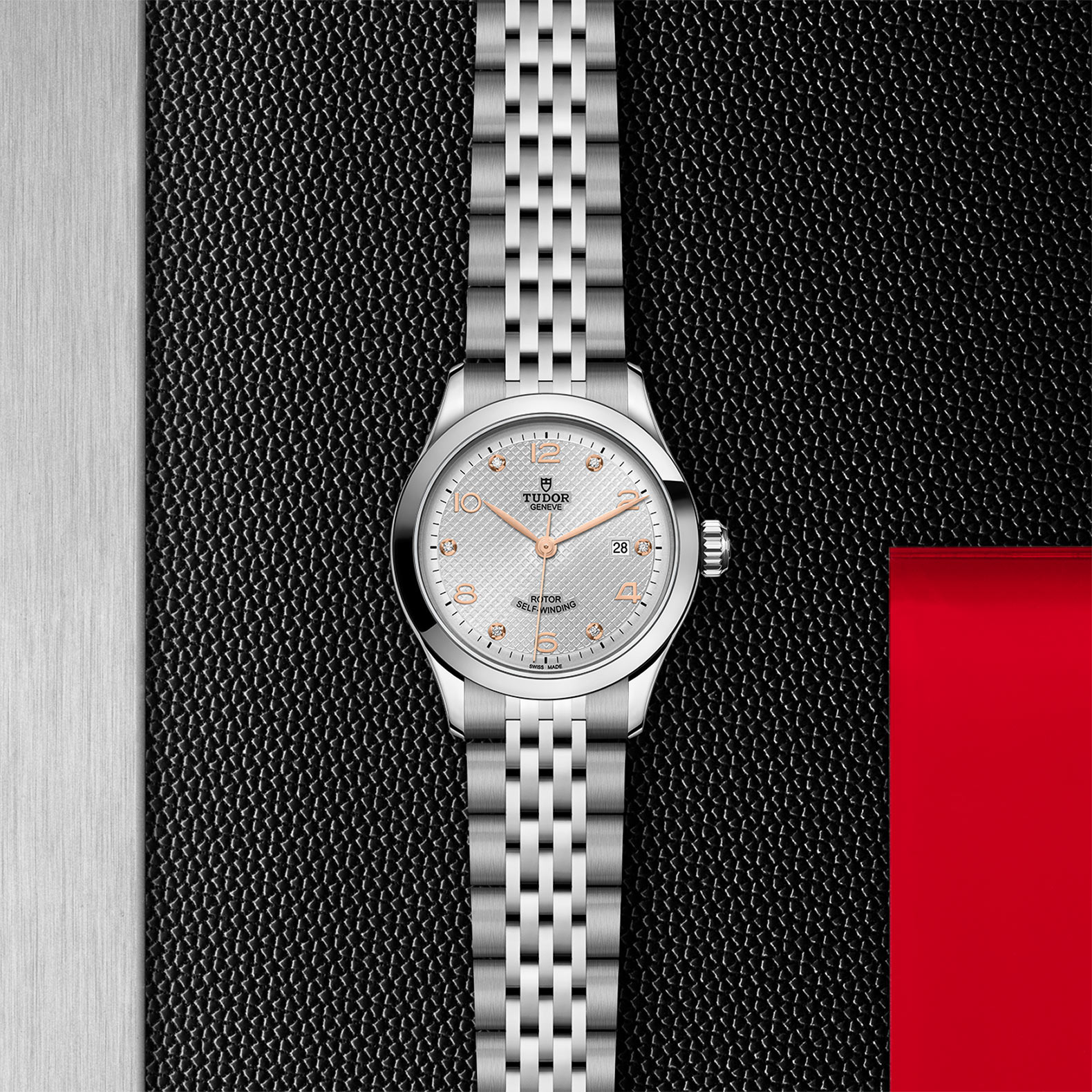 Tudor 1926 28mm Ladies Watch Steel Case Diamond-Set Silver Dial