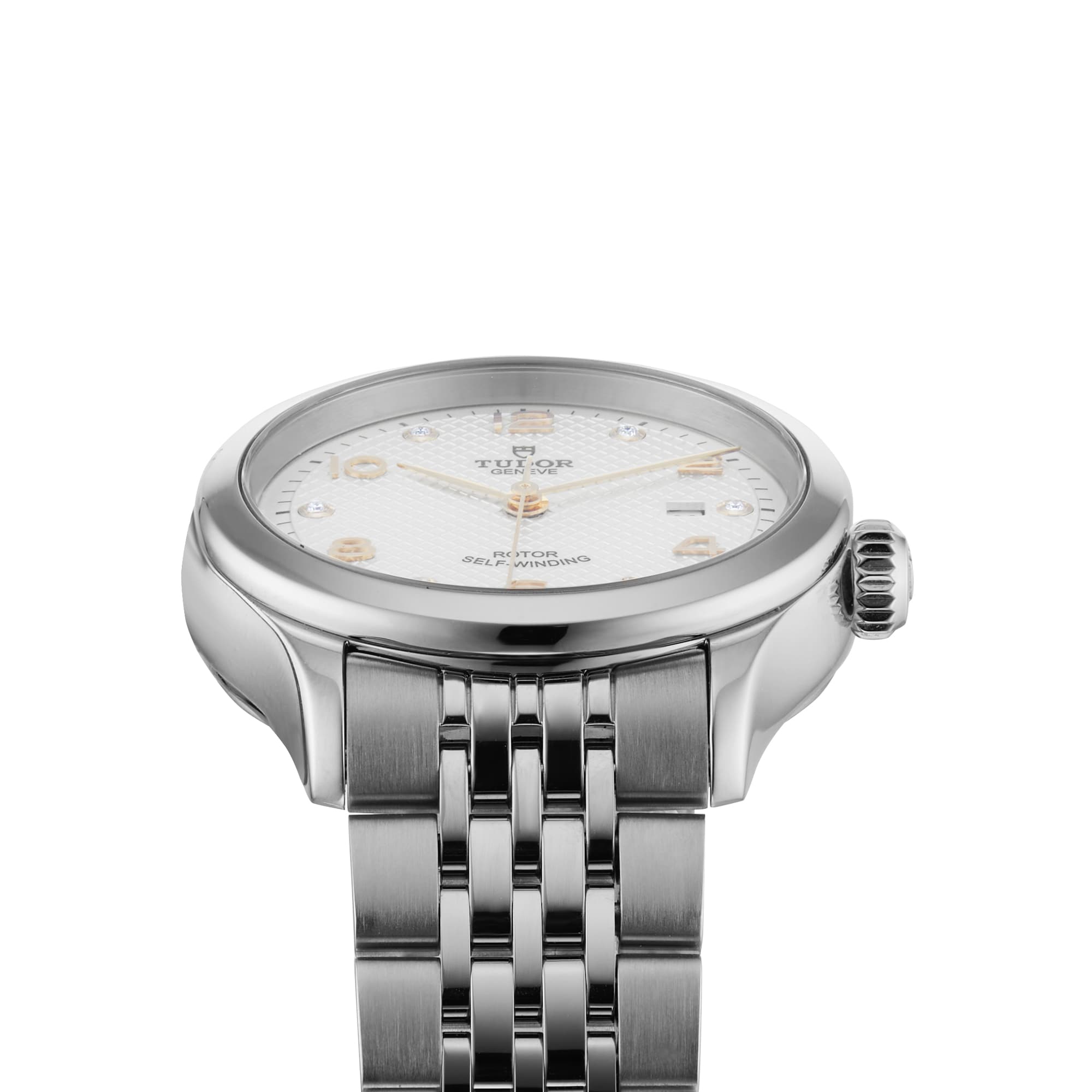 Tudor 1926 28mm Ladies Watch Steel Case Diamond-Set Silver Dial