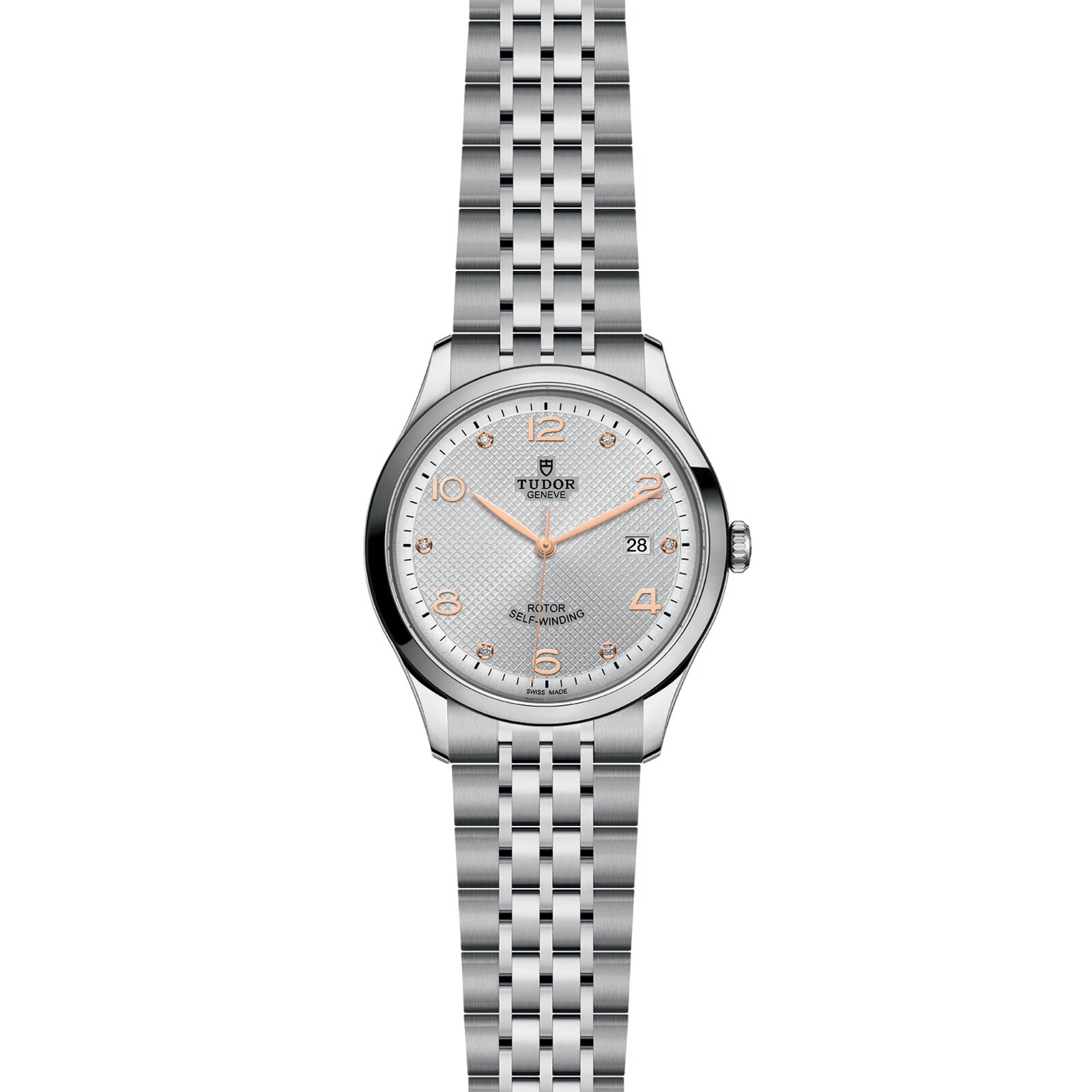 Tudor 1926 41mm Mens Watch Steel Case Diamond-Set Silver Dial