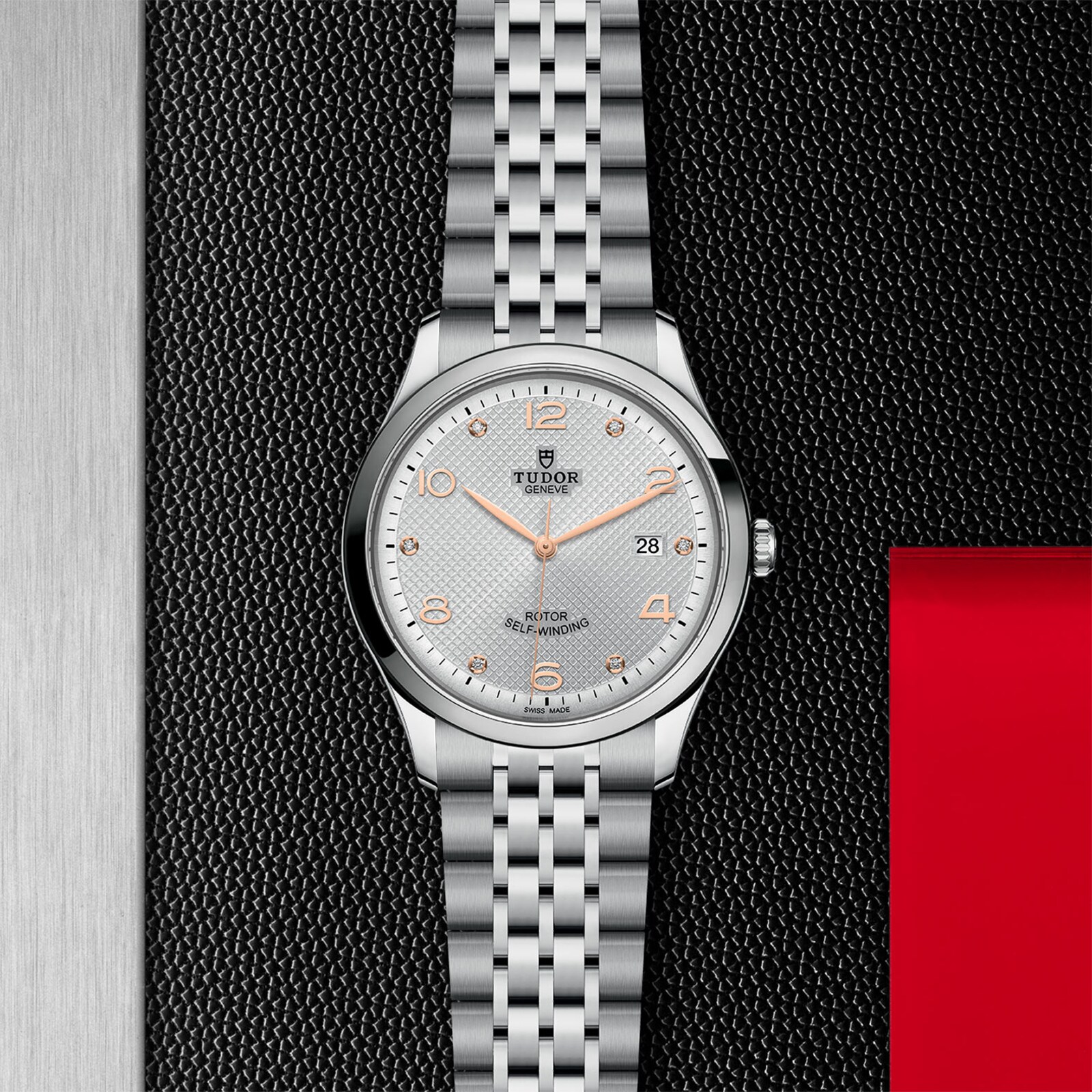 Tudor 1926 41mm Mens Watch Steel Case Diamond-Set Silver Dial