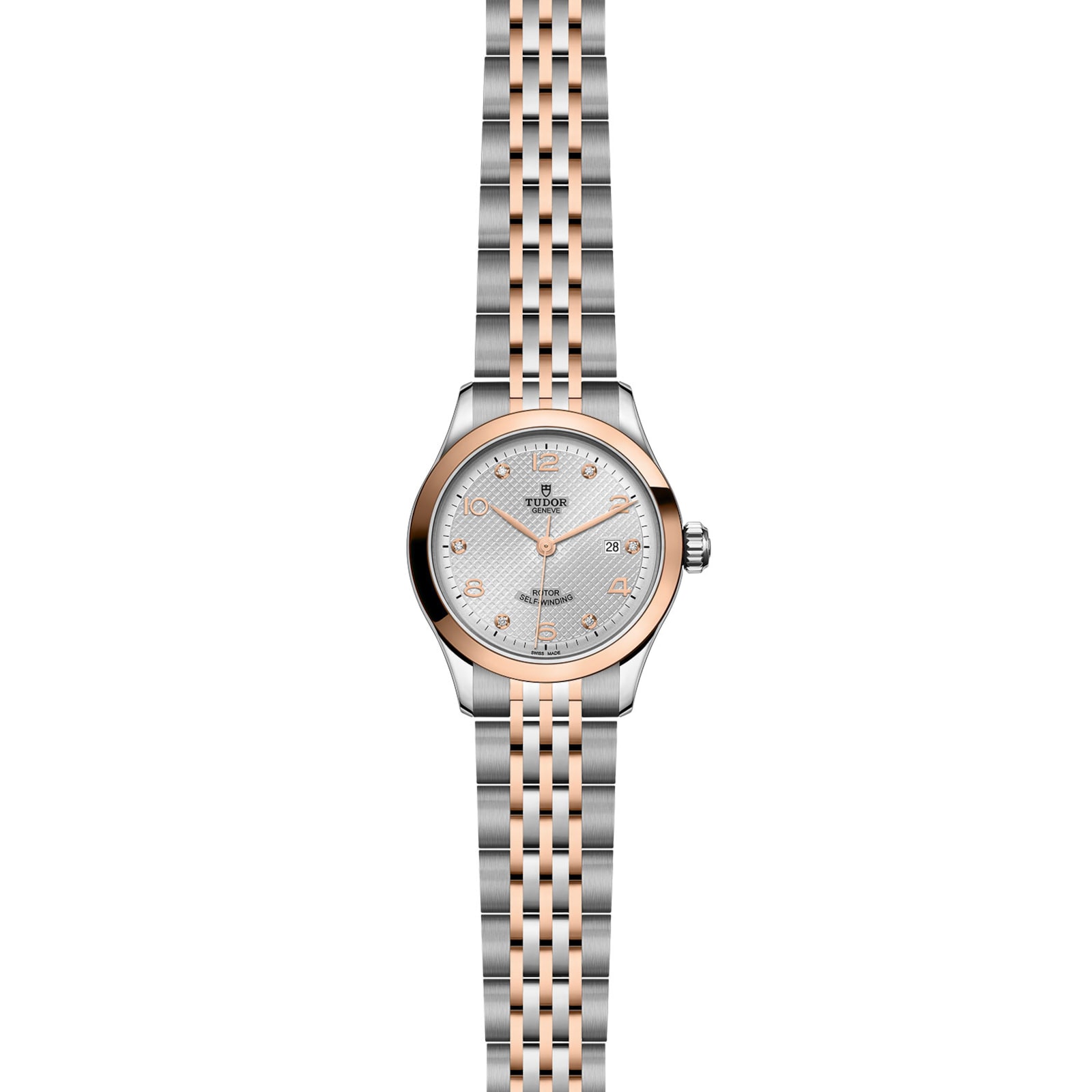 Tudor 1926 28mm Ladies Watch Steel Case Diamond-Set Silver Dial