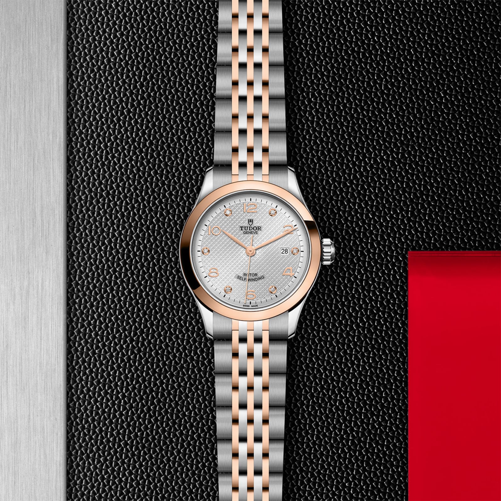 Tudor 1926 28mm Ladies Watch Steel Case Diamond-Set Silver Dial