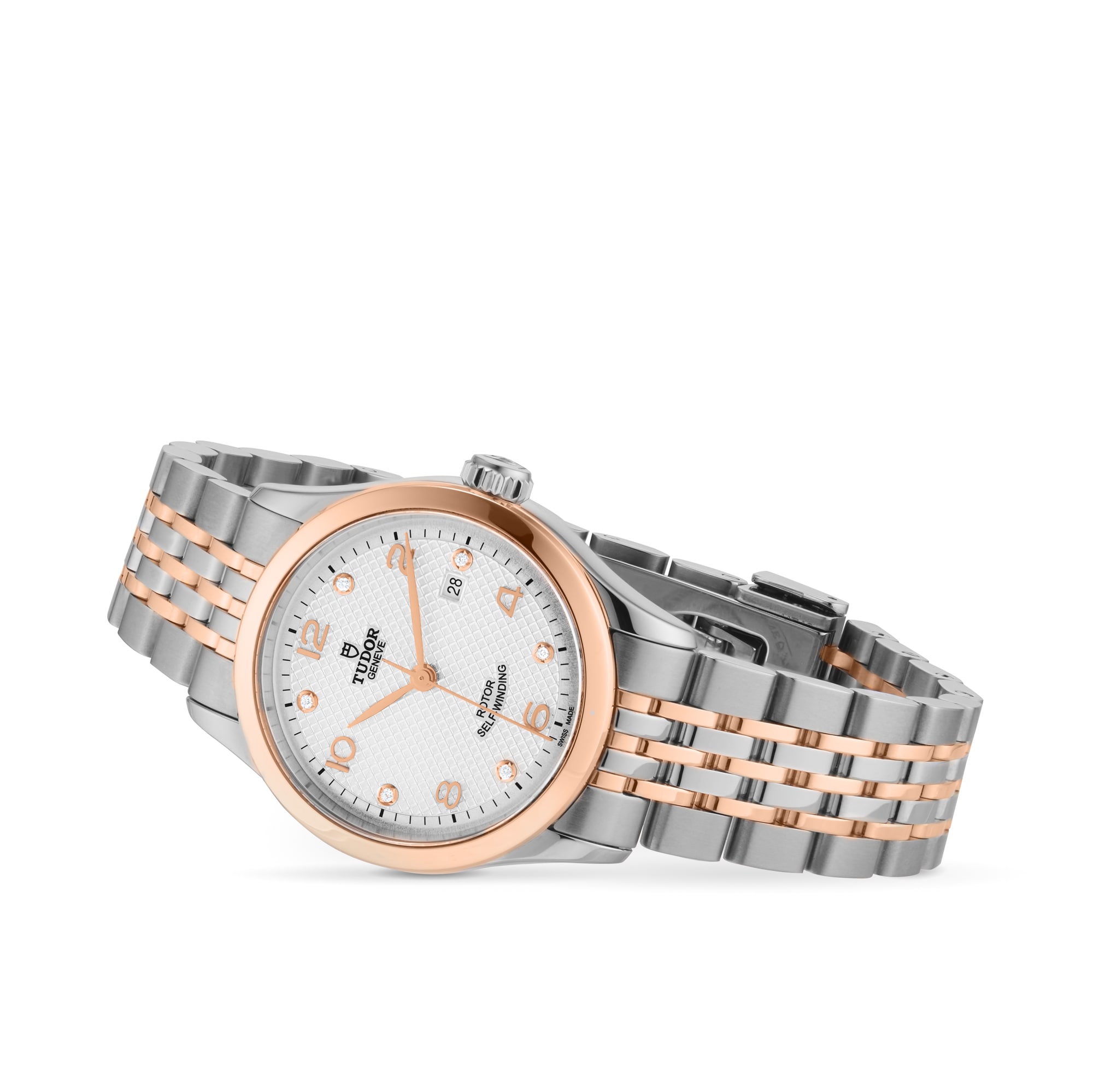 Tudor 1926 28mm Ladies Watch Steel Case Diamond-Set Silver Dial