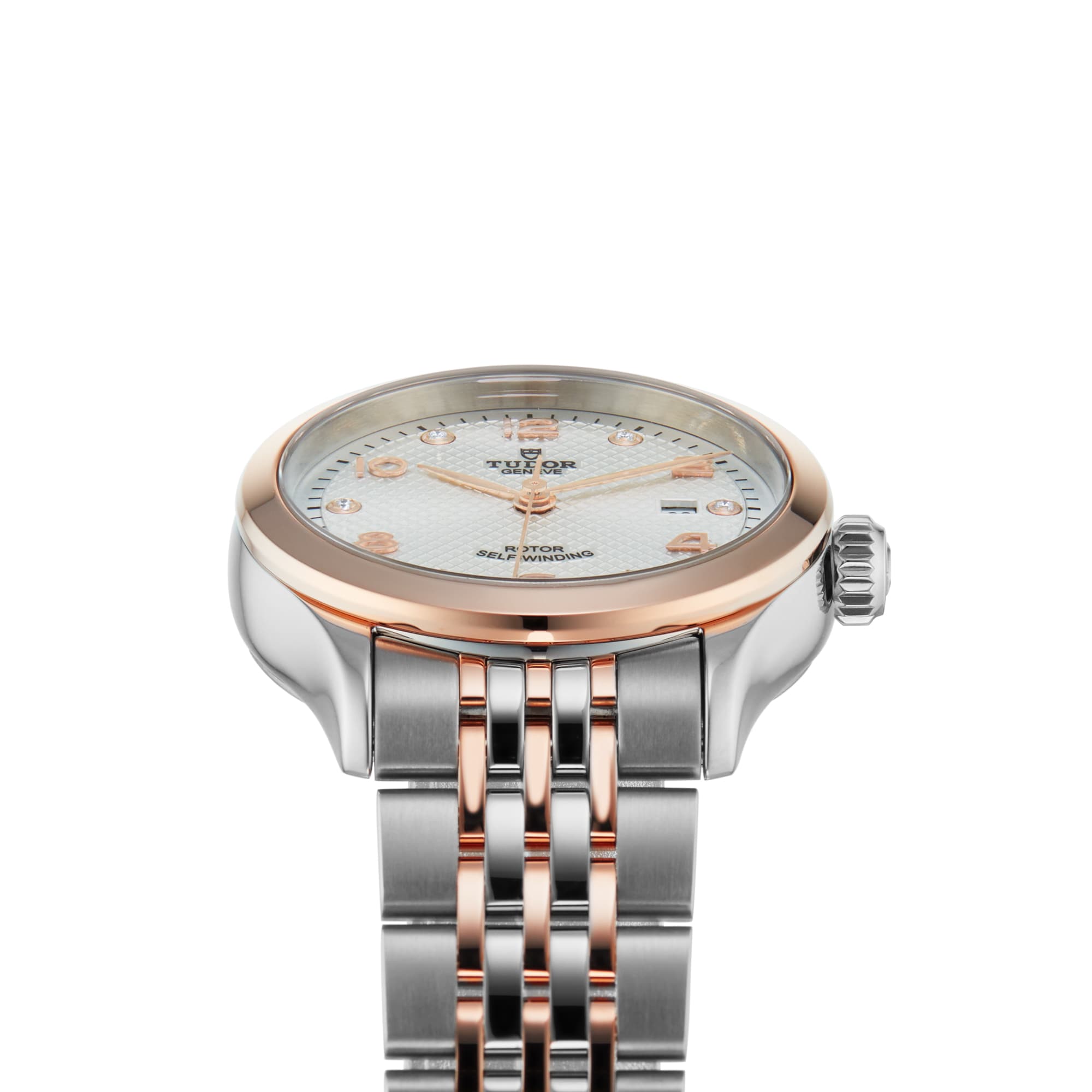 Tudor 1926 28mm Ladies Watch Steel Case Diamond-Set Silver Dial