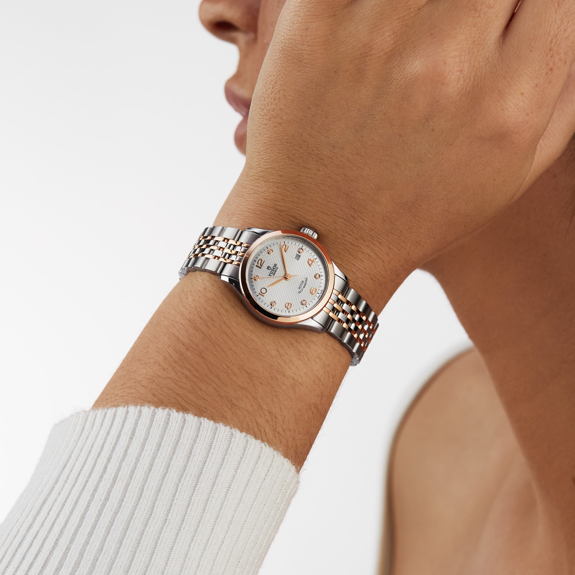 Tudor 1926 28mm Ladies Watch Steel Case Diamond-Set Silver Dial