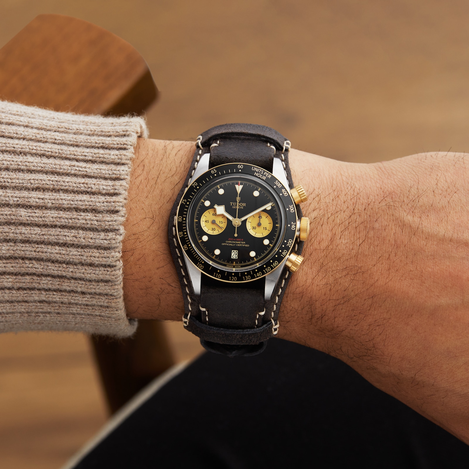 Tudor Black Bay Chrono S&G 41mm Steel Case Brown Leather Strap