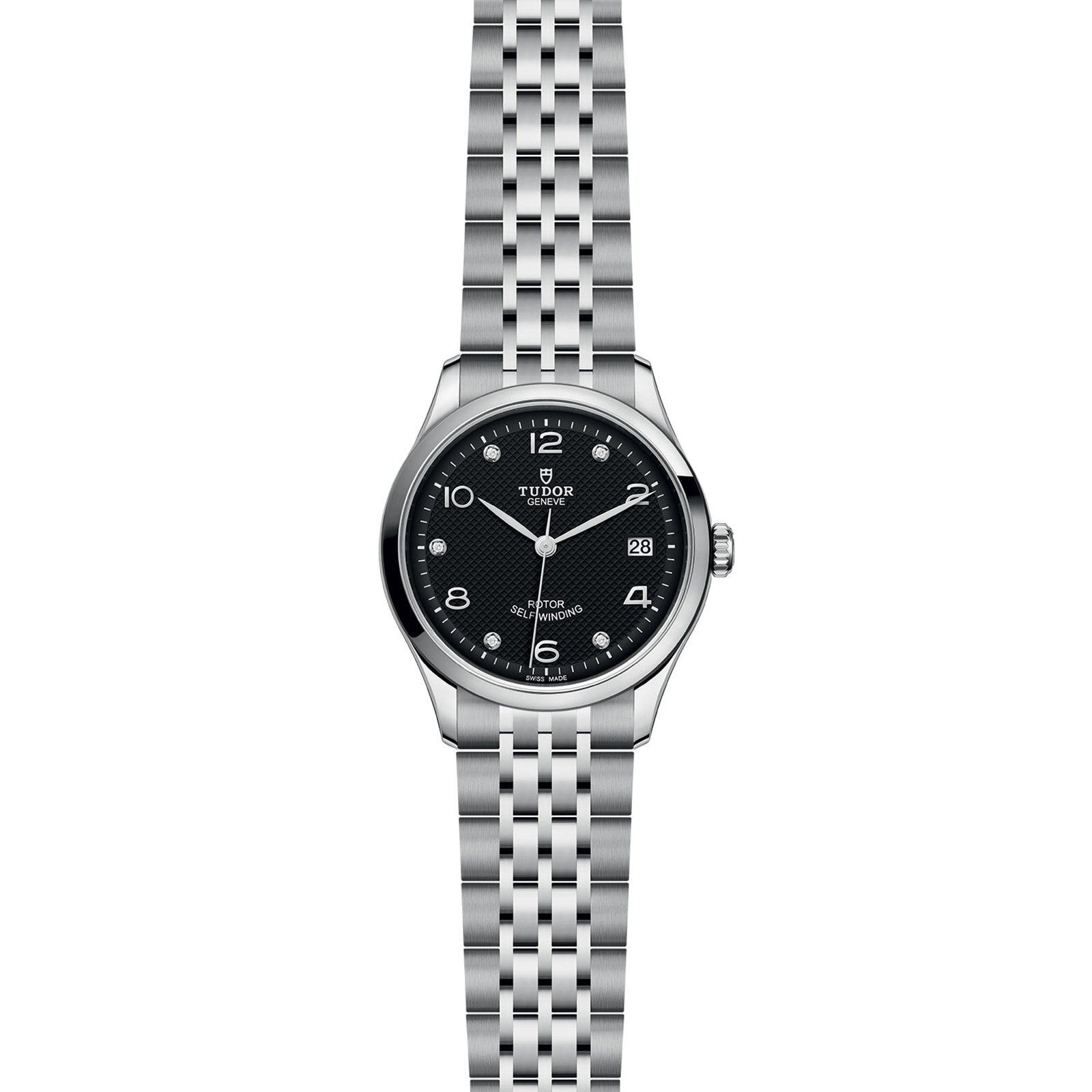 Tudor 1926 36mm Ladies Watch Steel Case Diamond-Set Black Dial