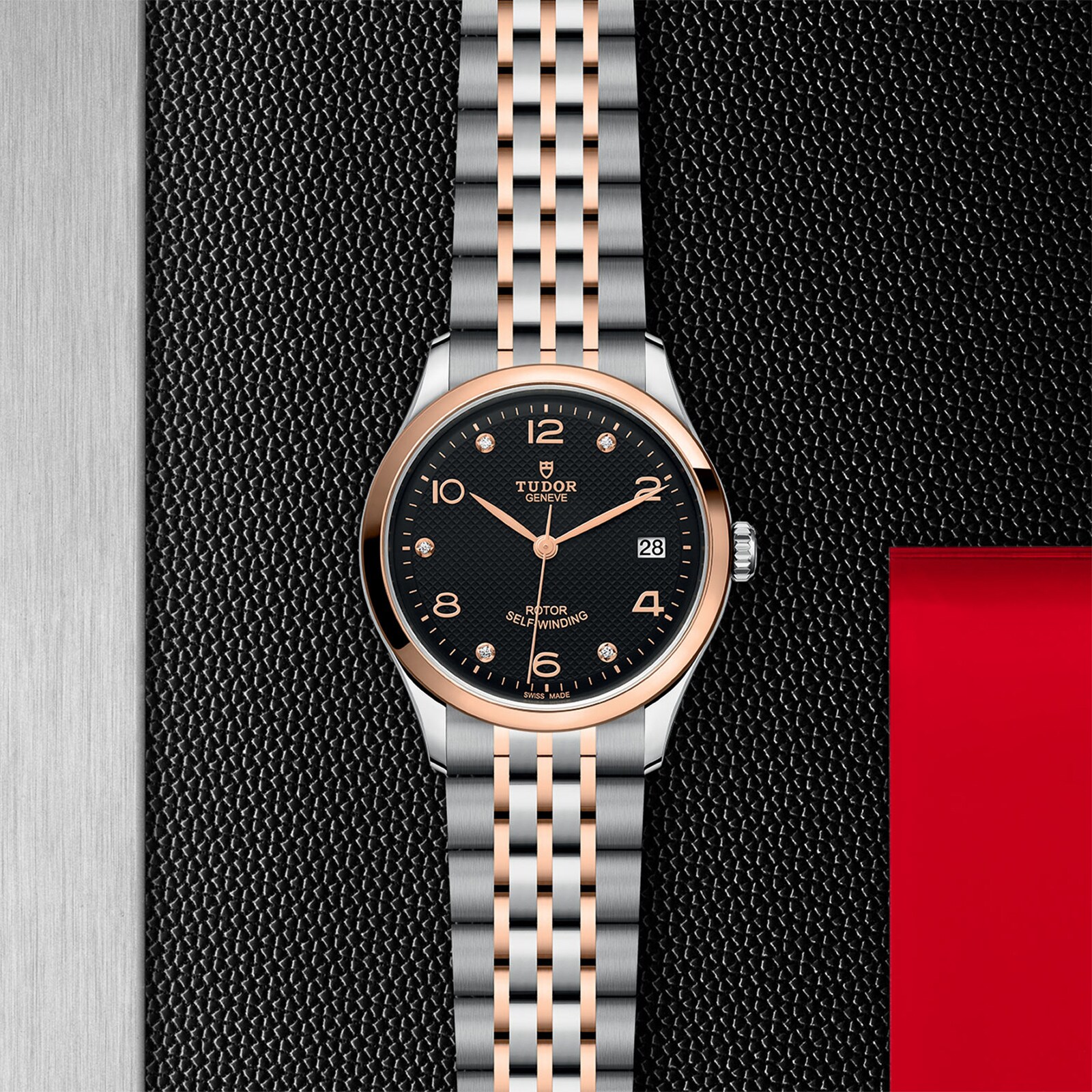 Tudor 1926 36mm Ladies Watch Steel Case Diamond-Set Black Dial