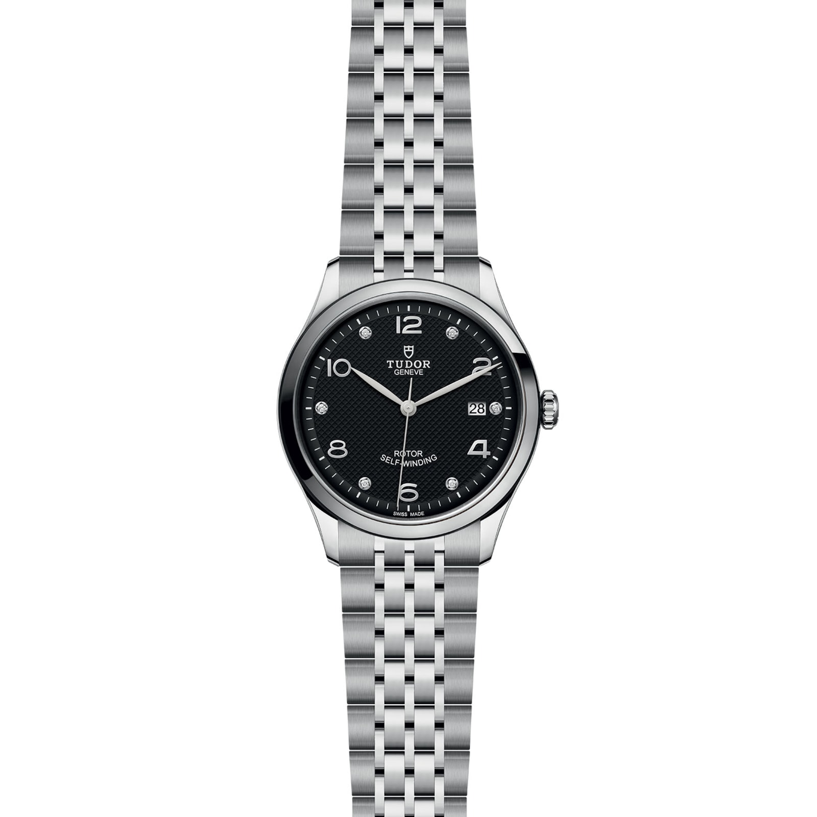 Tudor 1926 39mm Ladies Watch Steel Case Diamond-Set Black Dial