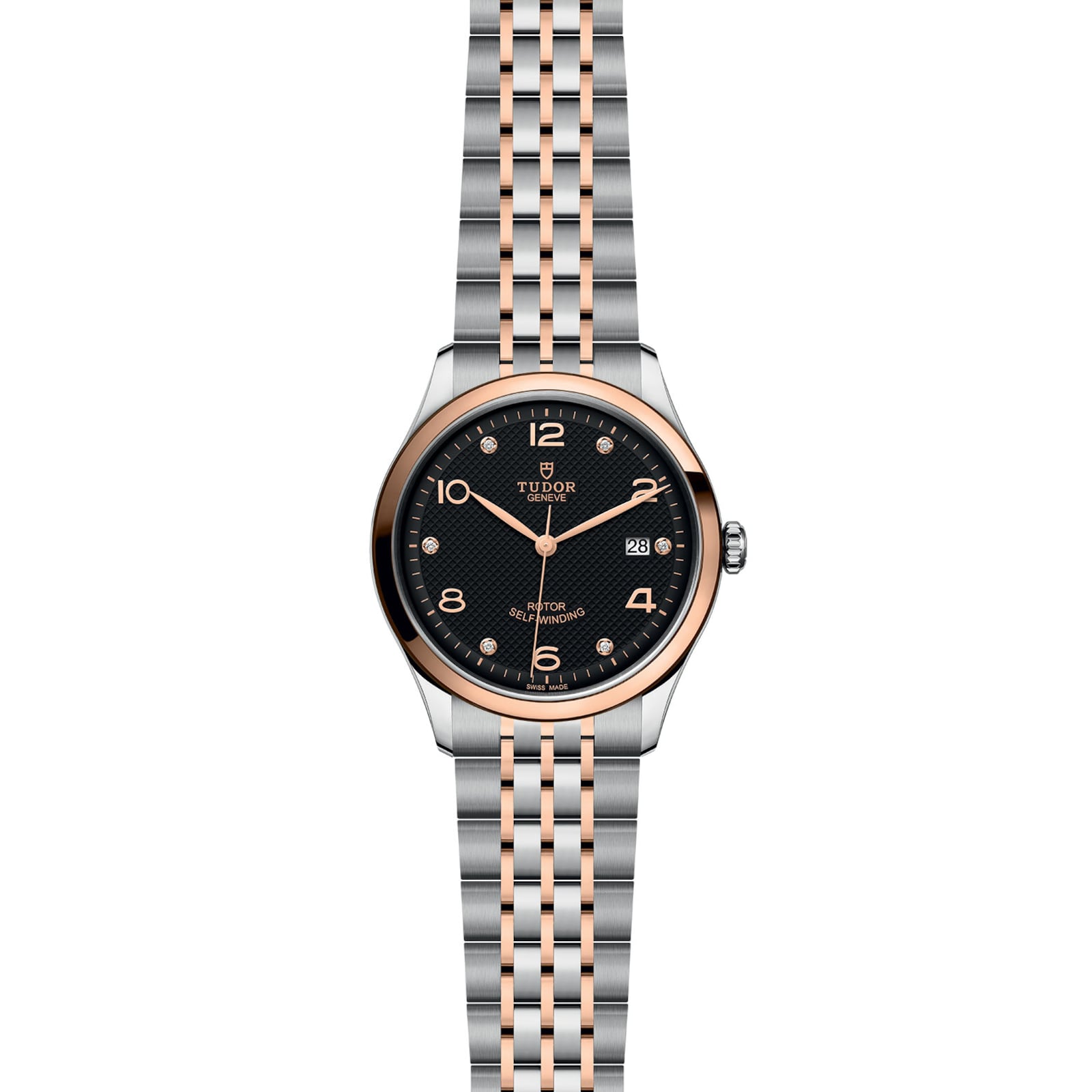Tudor 1926 39mm Mens Watch Steel Case Diamond-Set Black Dial