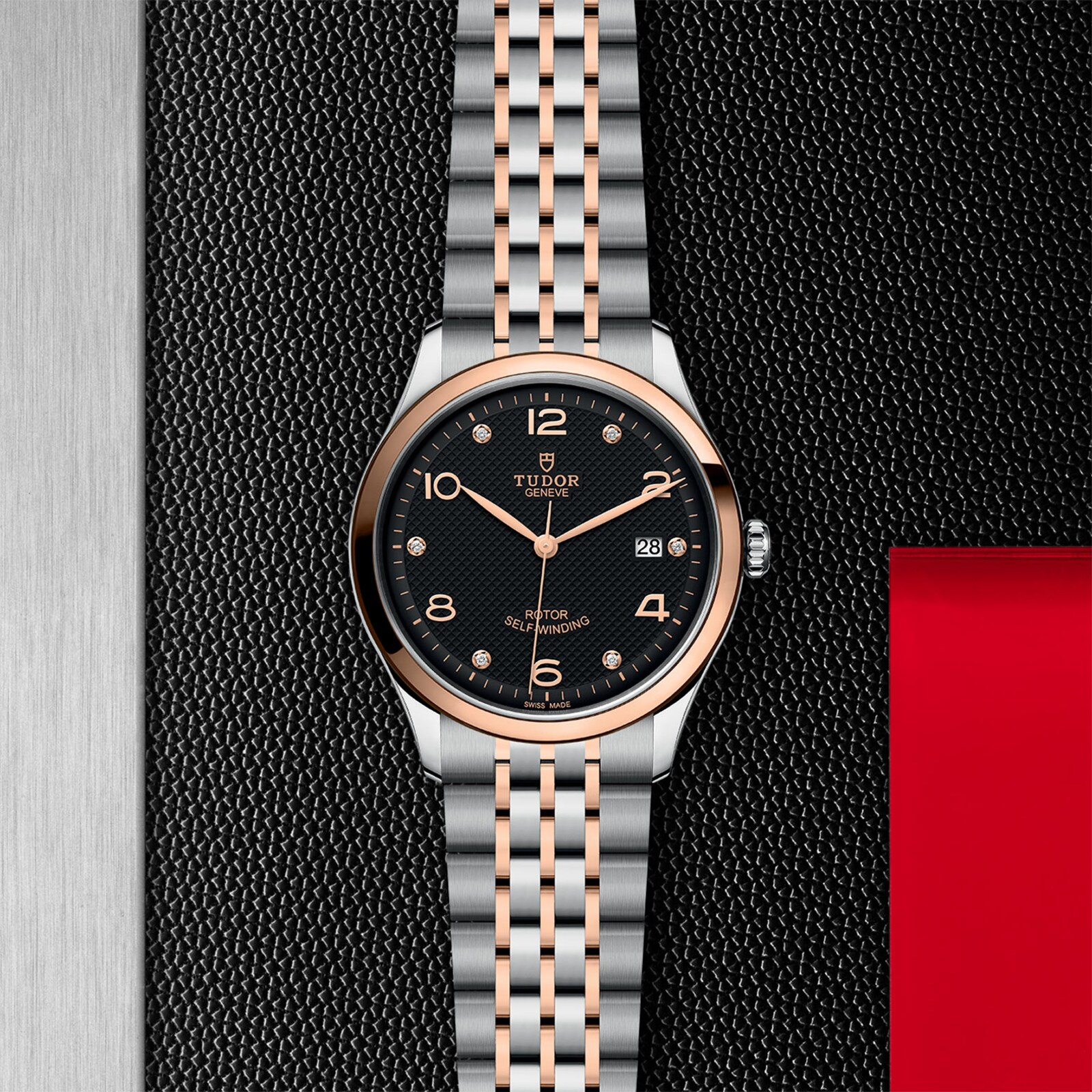 Tudor 1926 39mm Mens Watch Steel Case Diamond-Set Black Dial