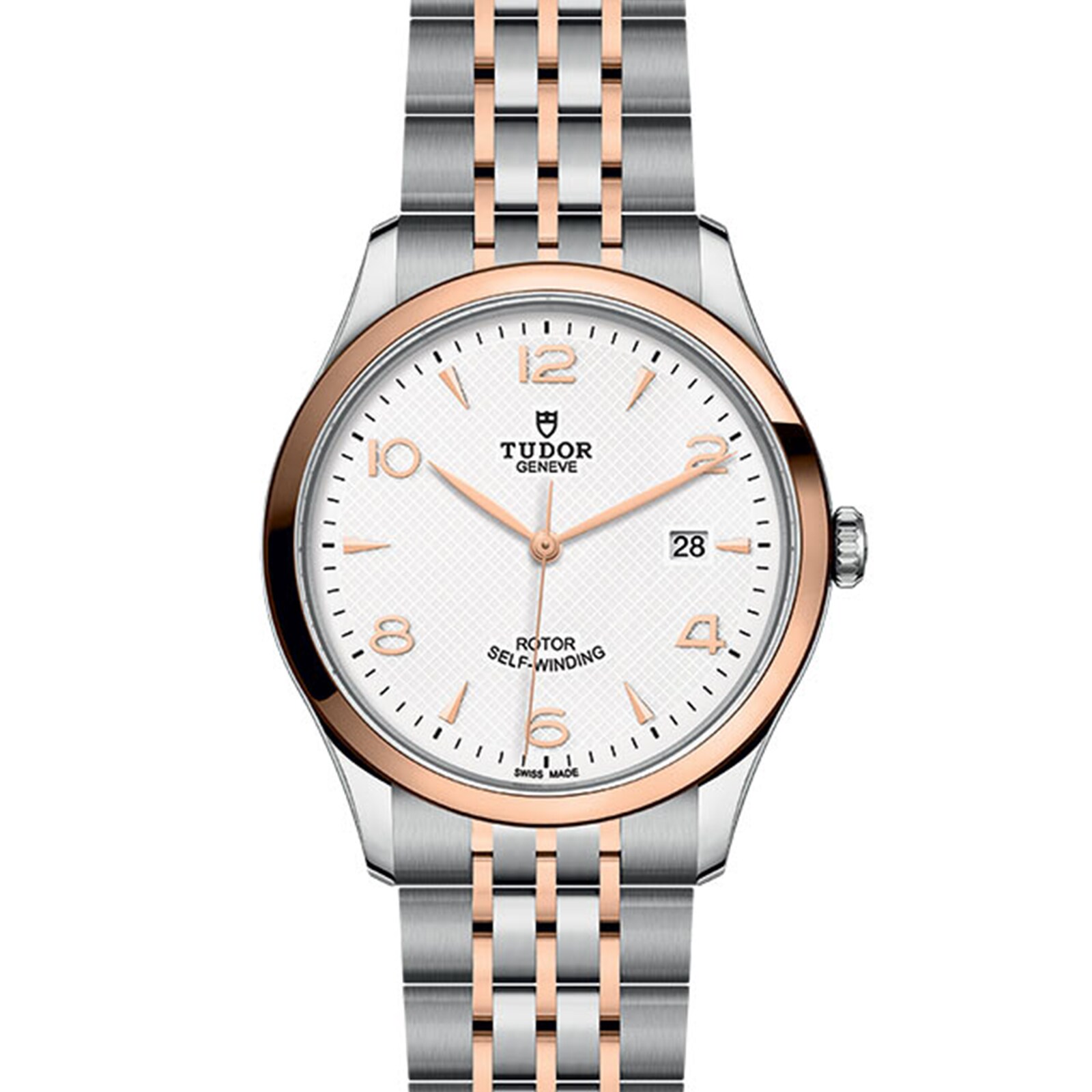 Tudor 1926 41mm Mens Watch Steel Case Rose Gold Bezel White Dial