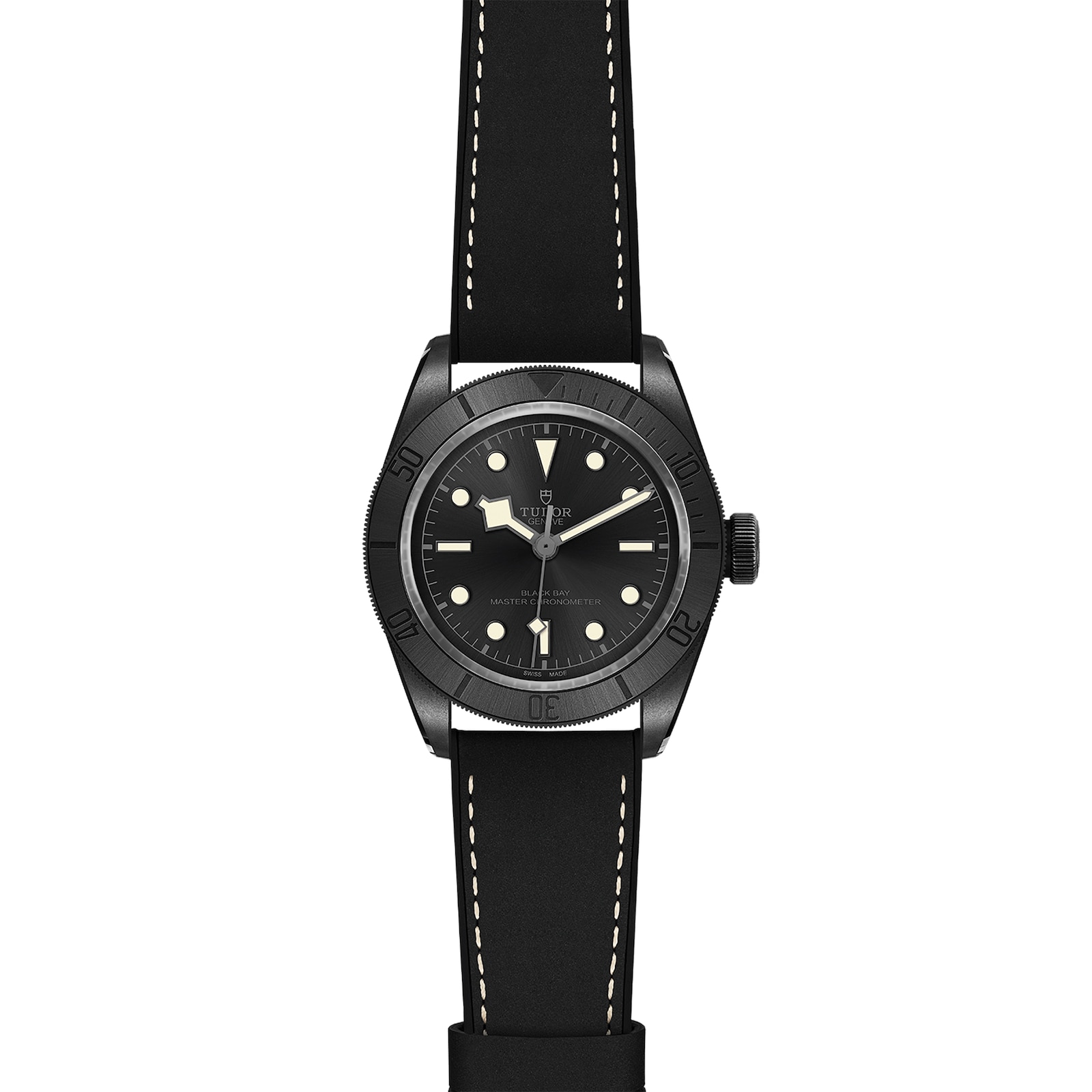 Tudor Black Bay Ceramic 41mm Ceramic Case Hybrid Leather And Rubber Strap