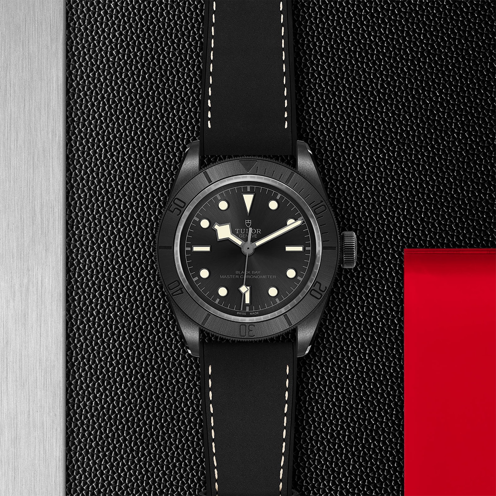 Tudor Black Bay Ceramic 41mm Ceramic Case Hybrid Leather And Rubber Strap