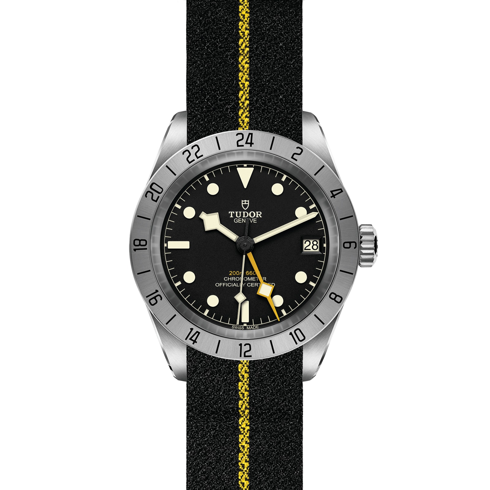 Tudor Black Bay Pro 39mm Steel Case Black Fabric Strap With Yellow Band