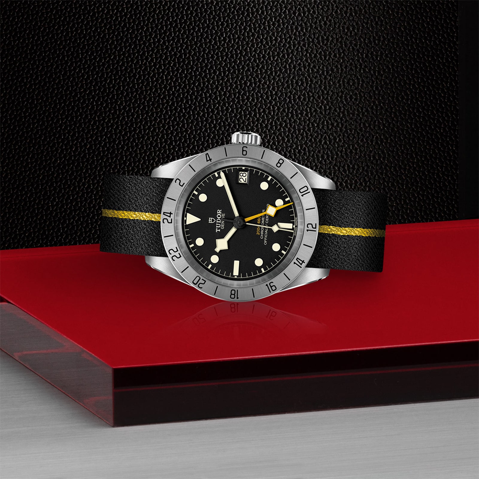 Tudor Black Bay Pro 39mm Steel Case Black Fabric Strap With Yellow Band