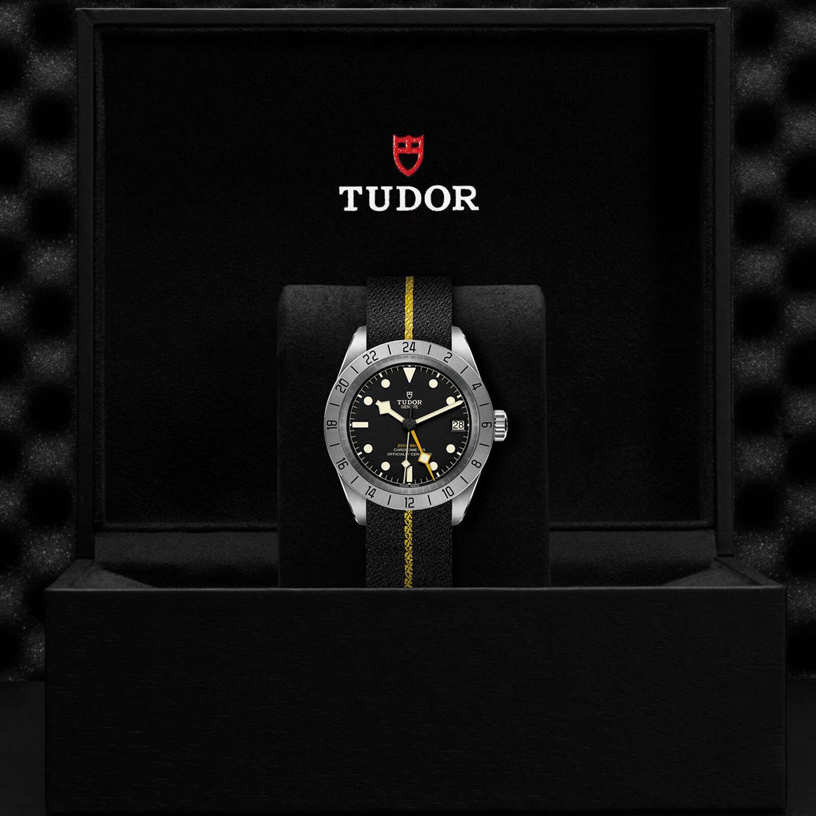 Tudor Black Bay Pro 39mm Steel Case Black Fabric Strap With Yellow Band