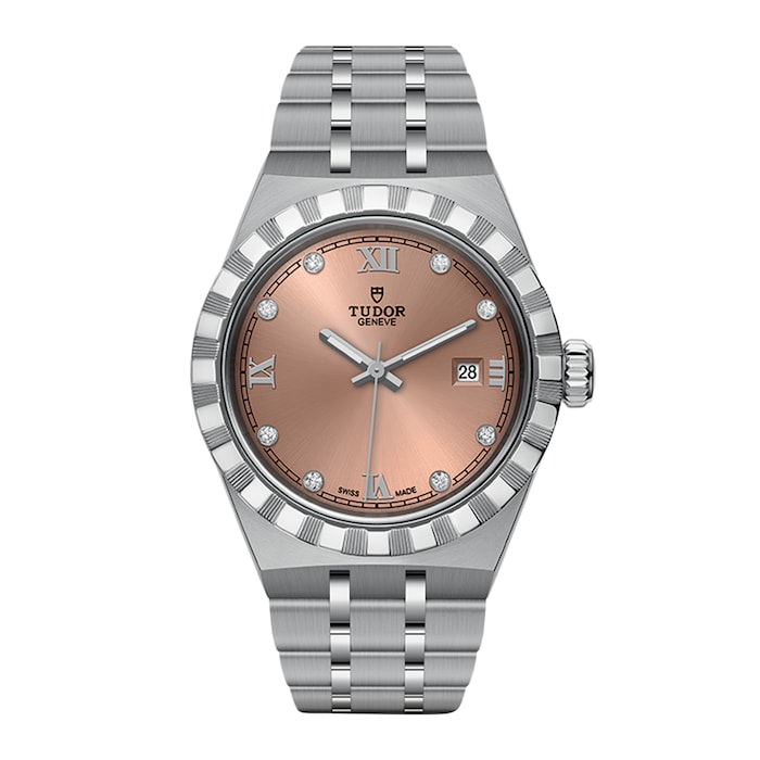 Tudor Royal 28mm Steel Case Diamond-Set Salmon Dial