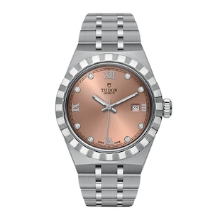 Tudor Royal 28mm Steel Case Diamond-Set Salmon Dial