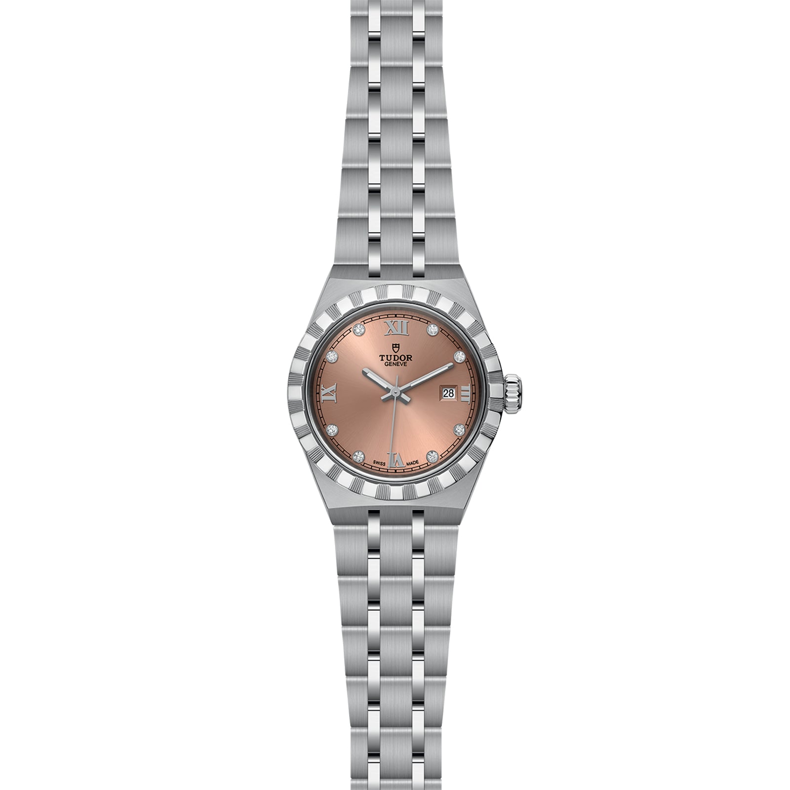 Tudor Royal 28mm Steel Case Diamond-Set Salmon Dial