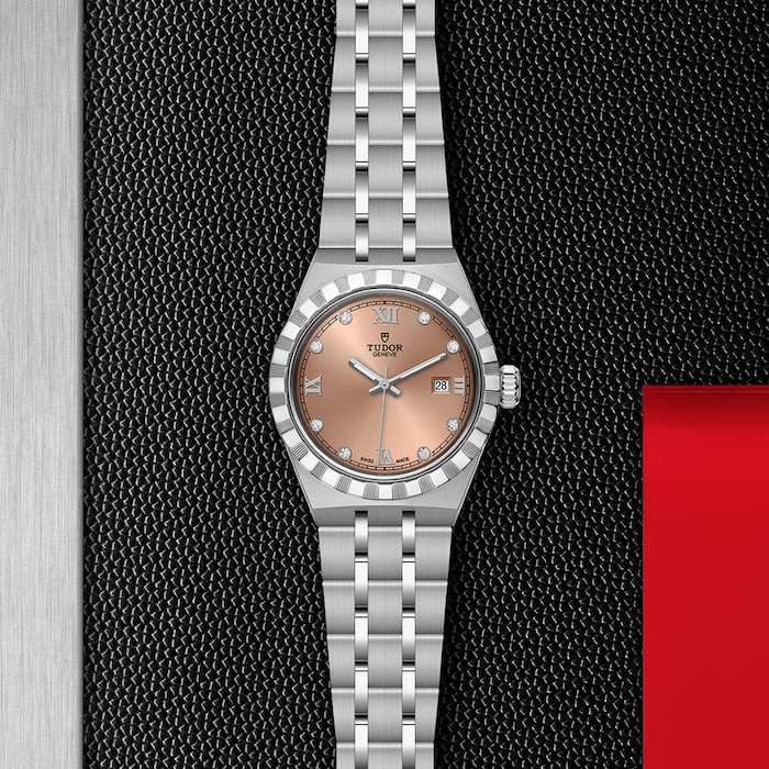 Tudor Royal 28mm Steel Case Diamond-Set Salmon Dial