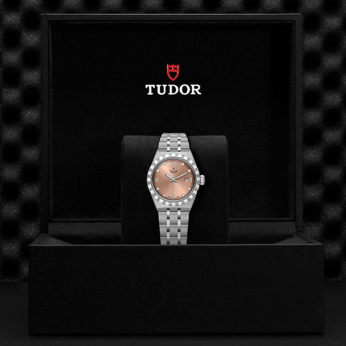Tudor Royal 28mm Steel Case Diamond-Set Salmon Dial