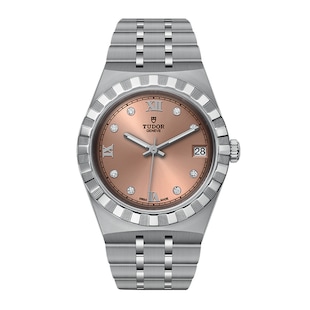 Tudor Royal 34mm Steel Case  Diamond-Set Salmon Dial