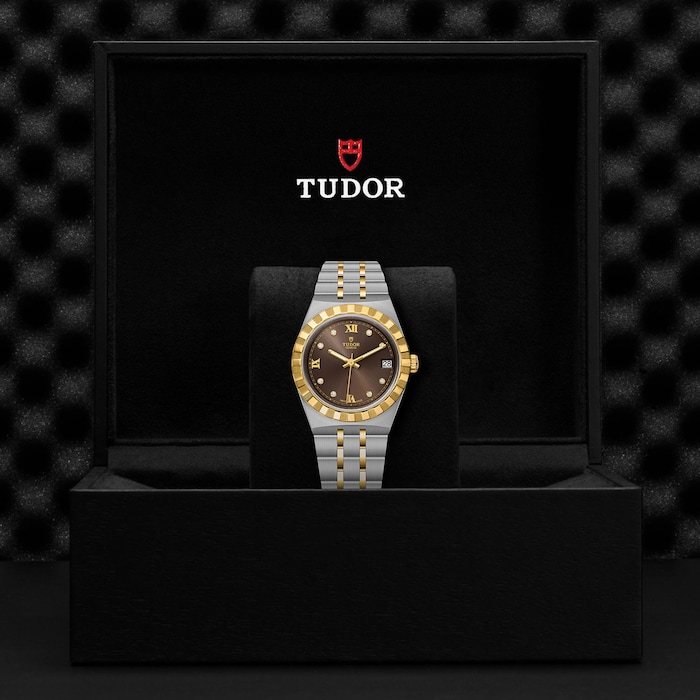 Tudor Royal S&G 34mm Steel Case Diamond-Set Chocolate Dial