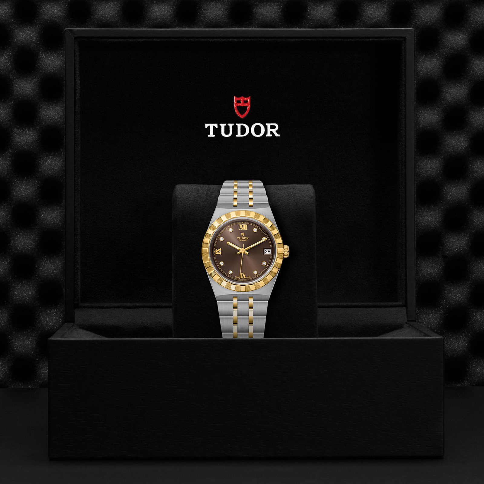 Tudor Royal S&G 34mm Steel Case Diamond-Set Chocolate Dial