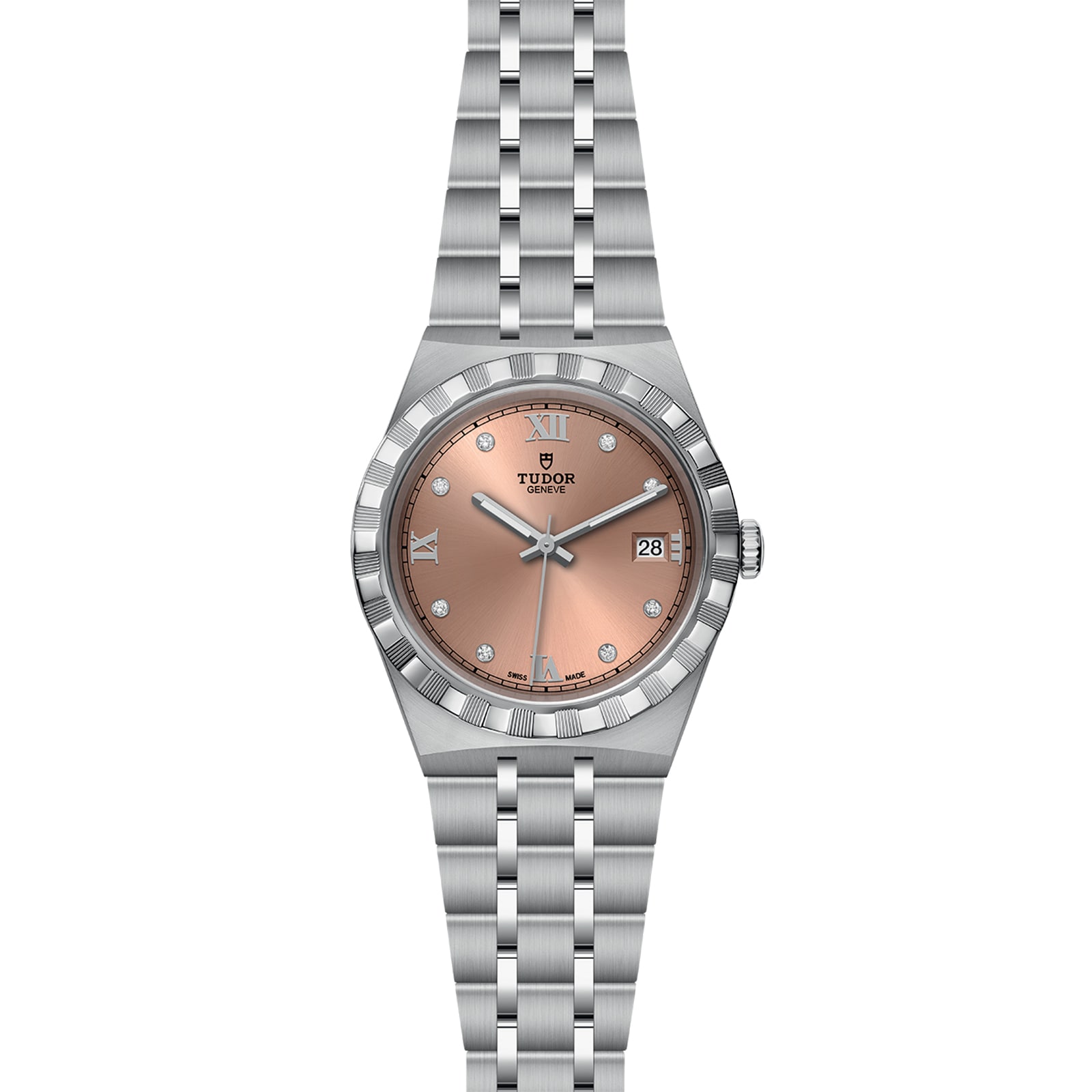Tudor Royal 38mm Steel Case Diamond-Set Salmon Dial