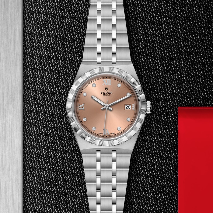 Tudor Royal 38mm Steel Case Diamond-Set Salmon Dial