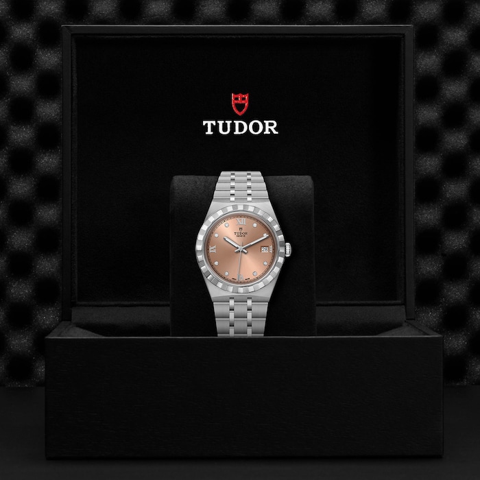 Tudor Royal 38mm Steel Case Diamond-Set Salmon Dial