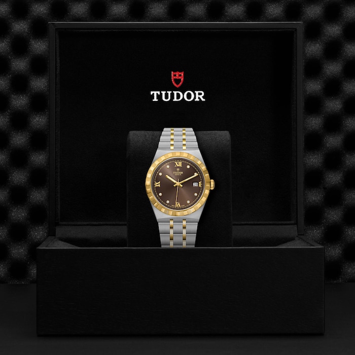Tudor Royal S&G 38mm Steel Case Diamond-Set Chocolate Dial