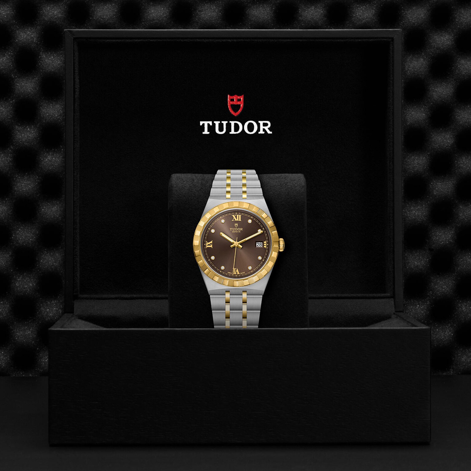 Tudor Royal S&G 38mm Steel Case Diamond-Set Chocolate Dial