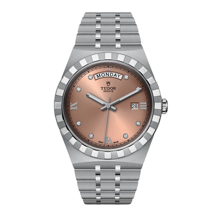 Tudor Royal 41mm Steel Case Diamond-Set Salmon Dial