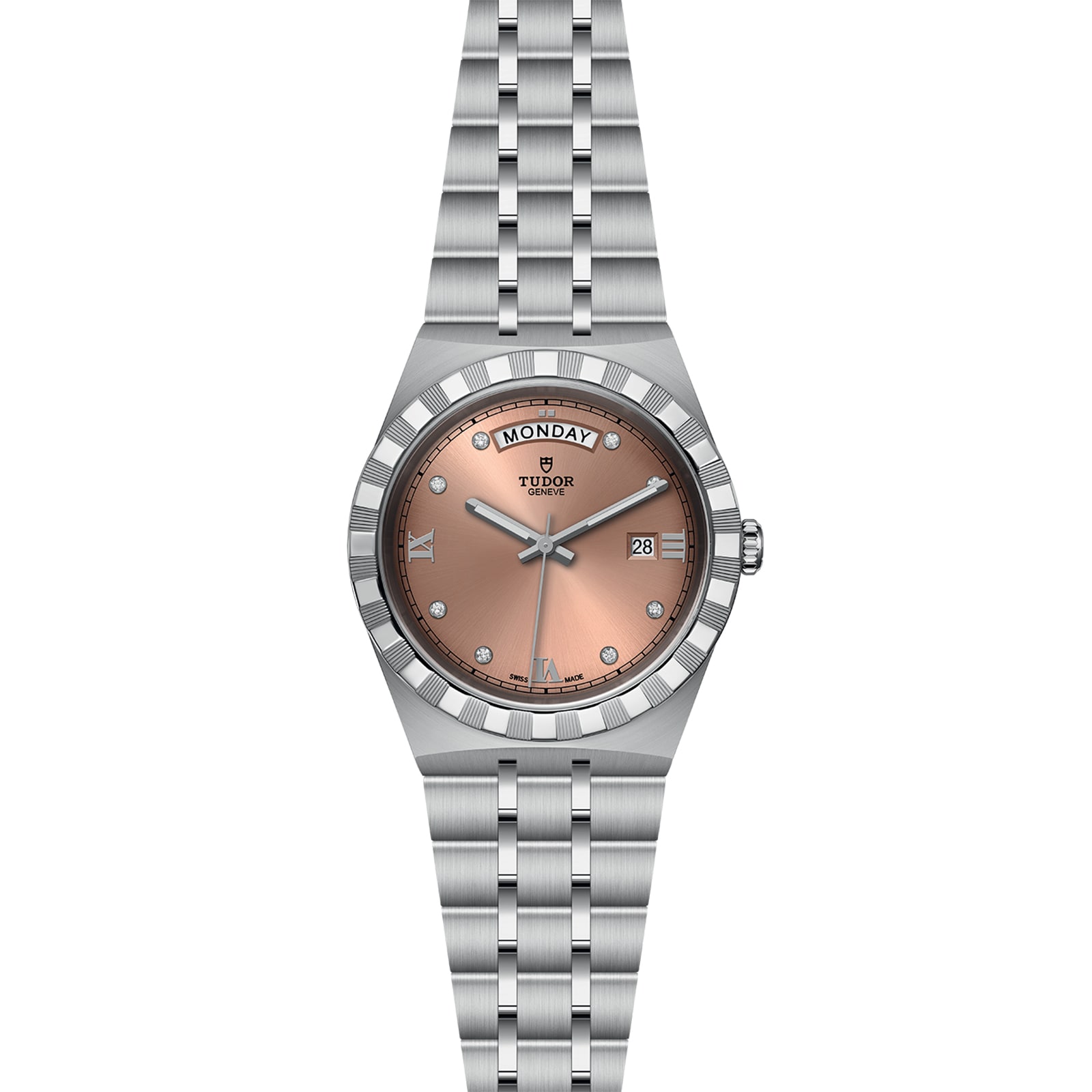 Tudor Royal 41mm Steel Case Diamond-Set Salmon Dial