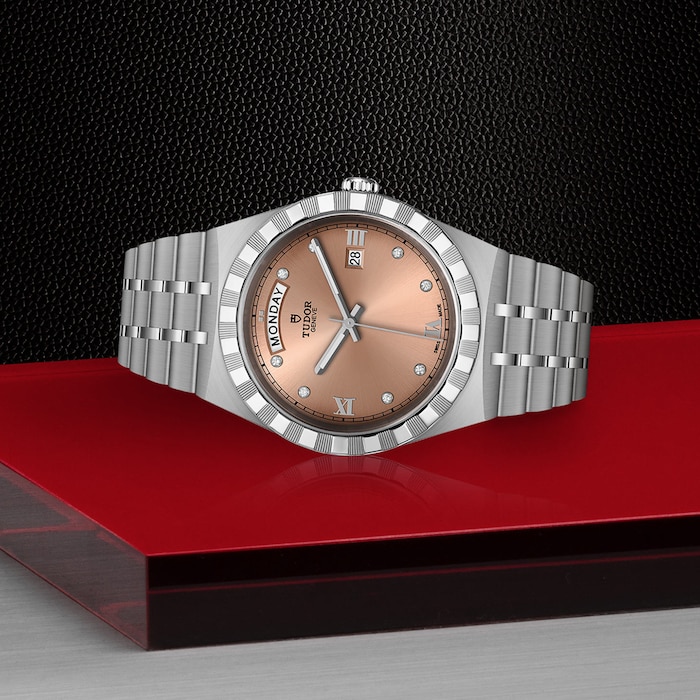 Tudor Royal 41mm Steel Case Diamond-Set Salmon Dial