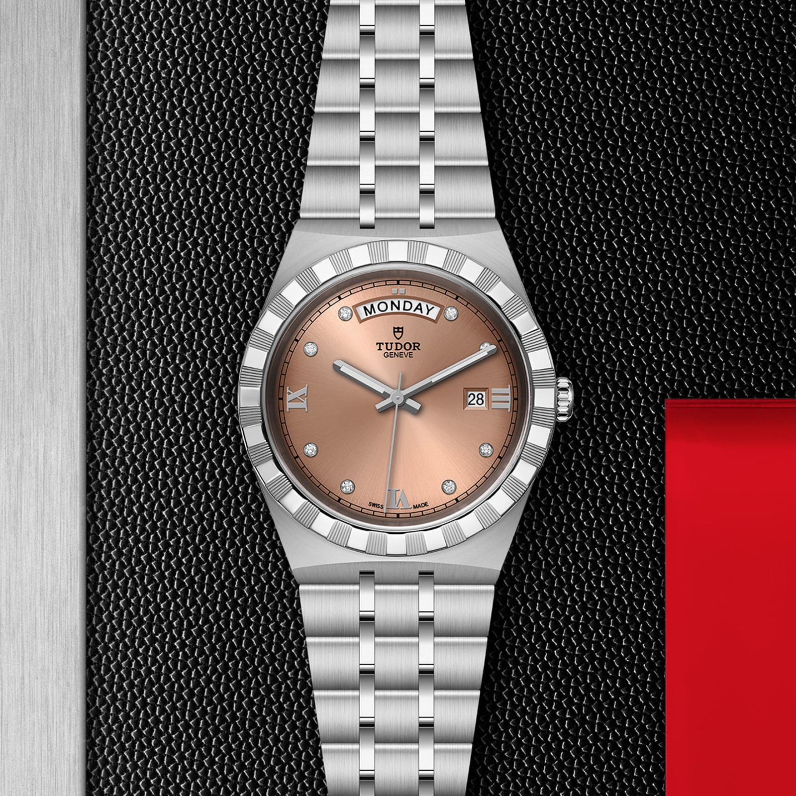 Tudor Royal 41mm Steel Case Diamond-Set Salmon Dial