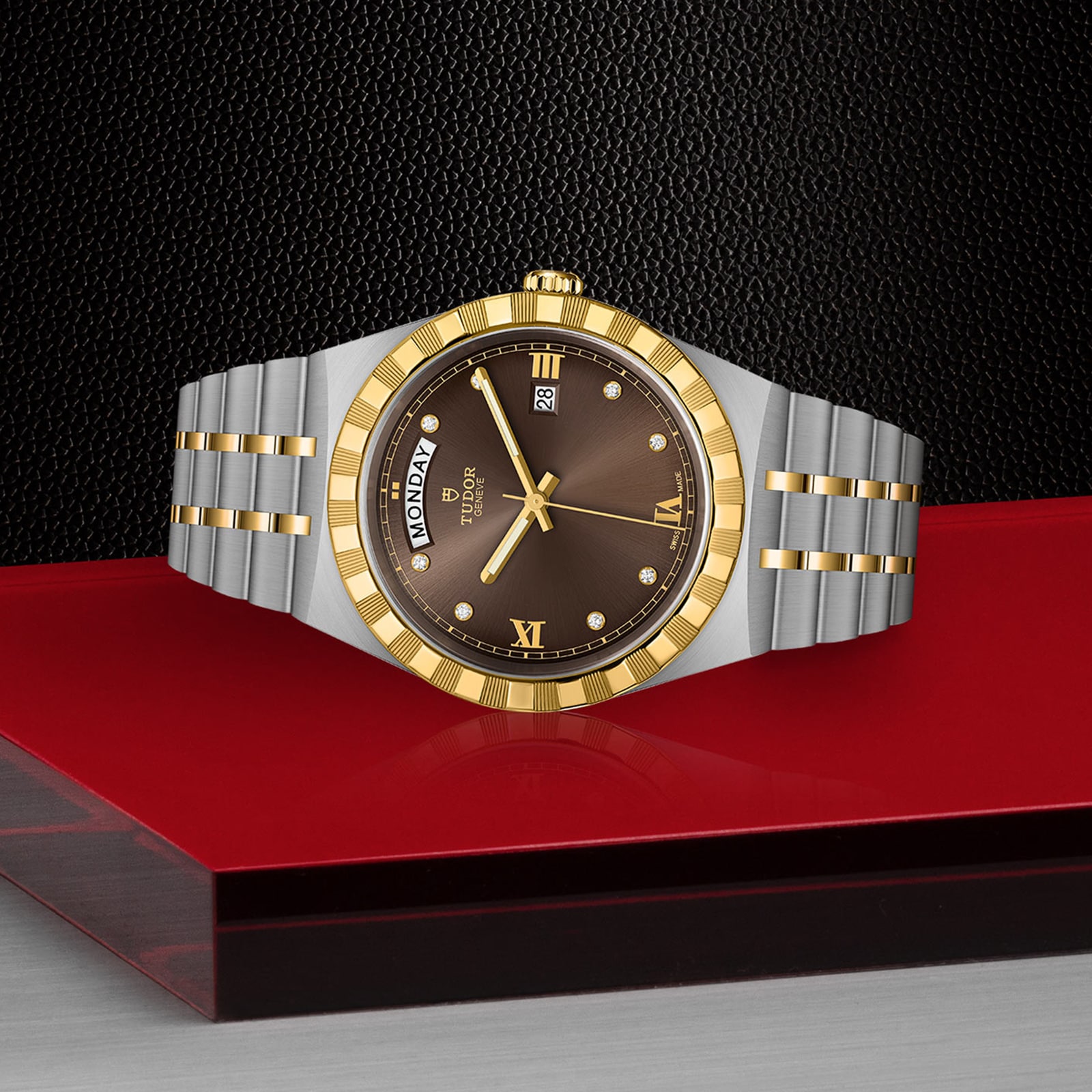 Tudor Royal S&G 41mm Steel Case Diamond-Set Chocolate Dial