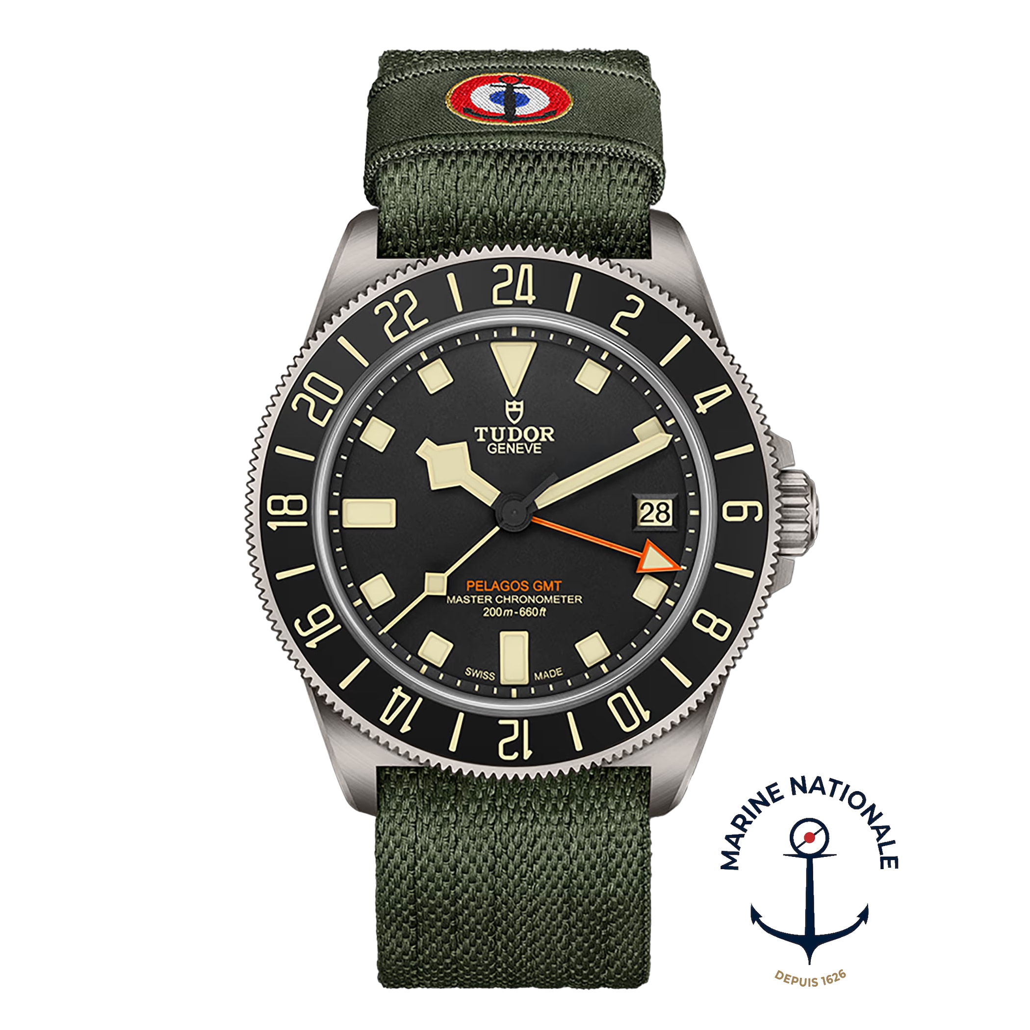 Tudor Pelagos FXD GMT Manufacture Calibre MT5652-U 42mm Titanium Case Green Fabric Strap Tudor Pelagos FXD GMT Manufacture Calibre MT5652-U 42mm Titanium Case Green Fabric Strap